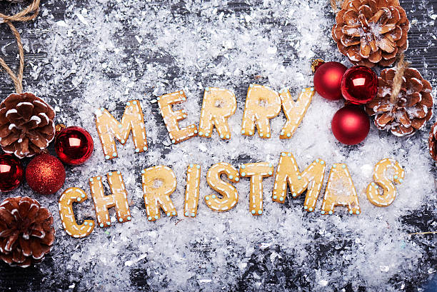 istock Christmas sign with ginger cookies. Greeting card 626231082