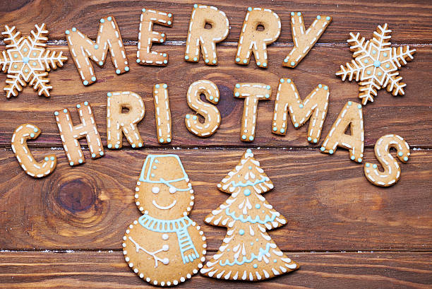 istock Christmas sign with ginger cookies. Greeting card 626232110