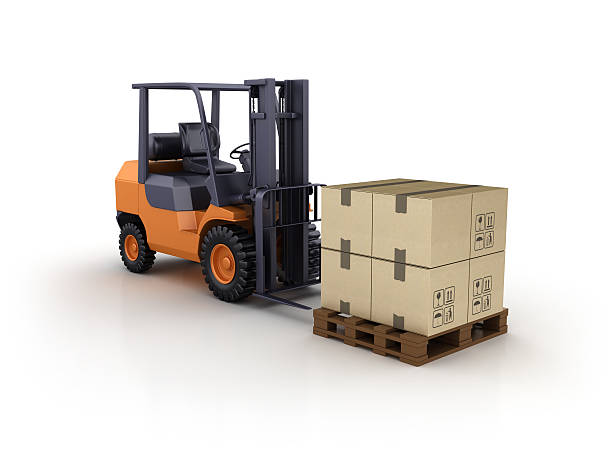istock Forklift Truck  Carrying Cardboard Boxes - 3D Rendering 626232288