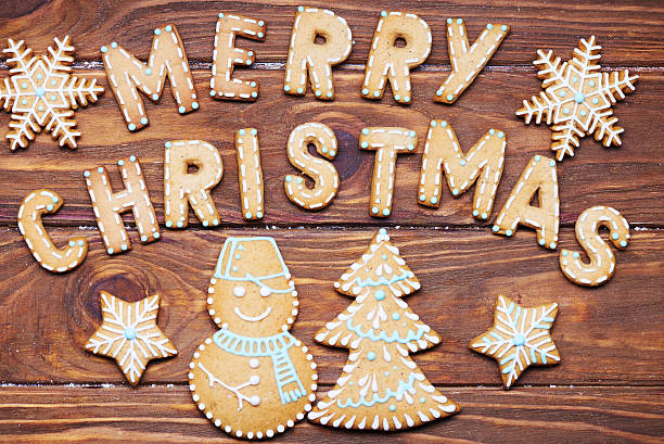istock Christmas sign with ginger cookies. Greeting card 626232328