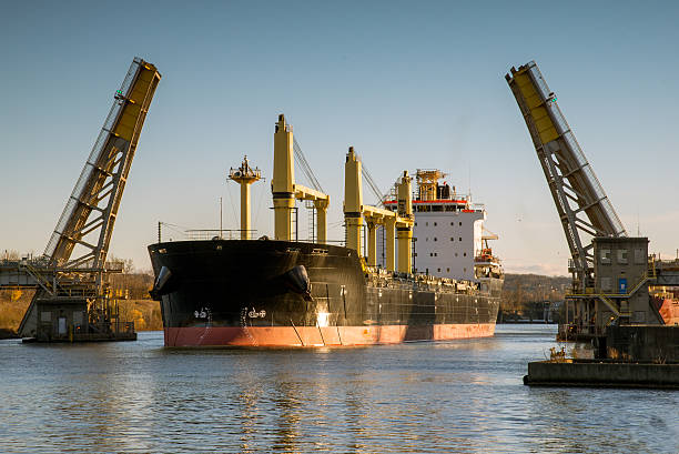 istock Bulk Carrier navigating north on the Welland Canal 626235066