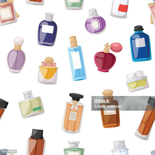 Perfume Bottle Seamless Pattern Stock Illustration - Download Image Now - Perfume, Scented, Bottle