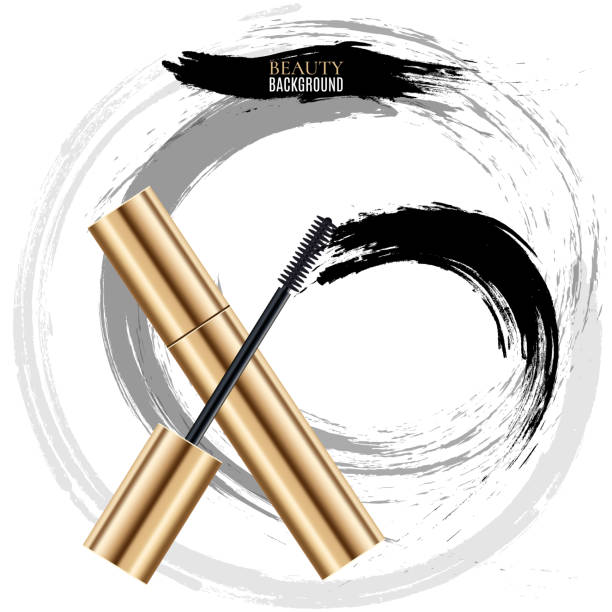 Woman cosmetic brush smears. Vector mascara strokes on white background Woman cosmetic brush smears. Vector mascara brush strokes on white background. Mascara brush for woman makeup illustration woman mascara smudged stock illustrations