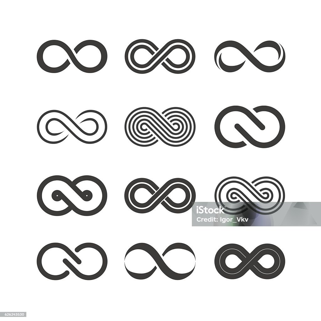 Set of the infinity symbols Infinity symbol logos. Vector illustration Infinity stock vector