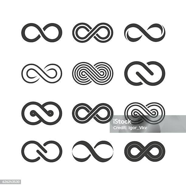 Set Of The Infinity Symbols Stock Illustration - Download Image Now - Infinity, Symbol, Icon Symbol