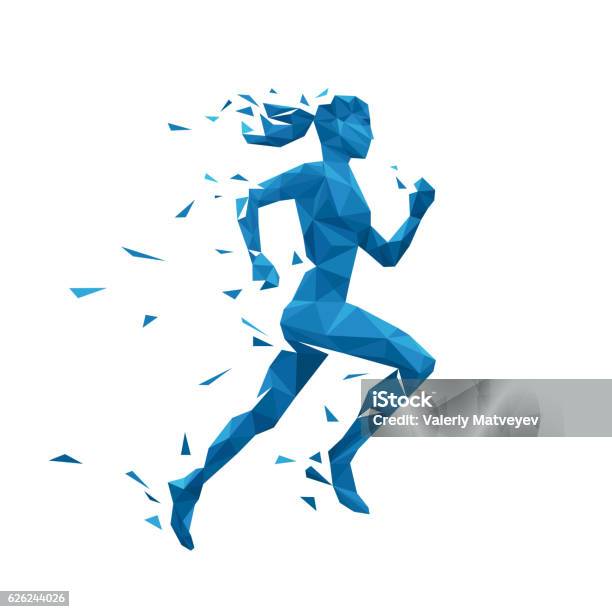 Active Running Woman Vector Illustration Energy Jogging Design Stock Illustration - Download Image Now
