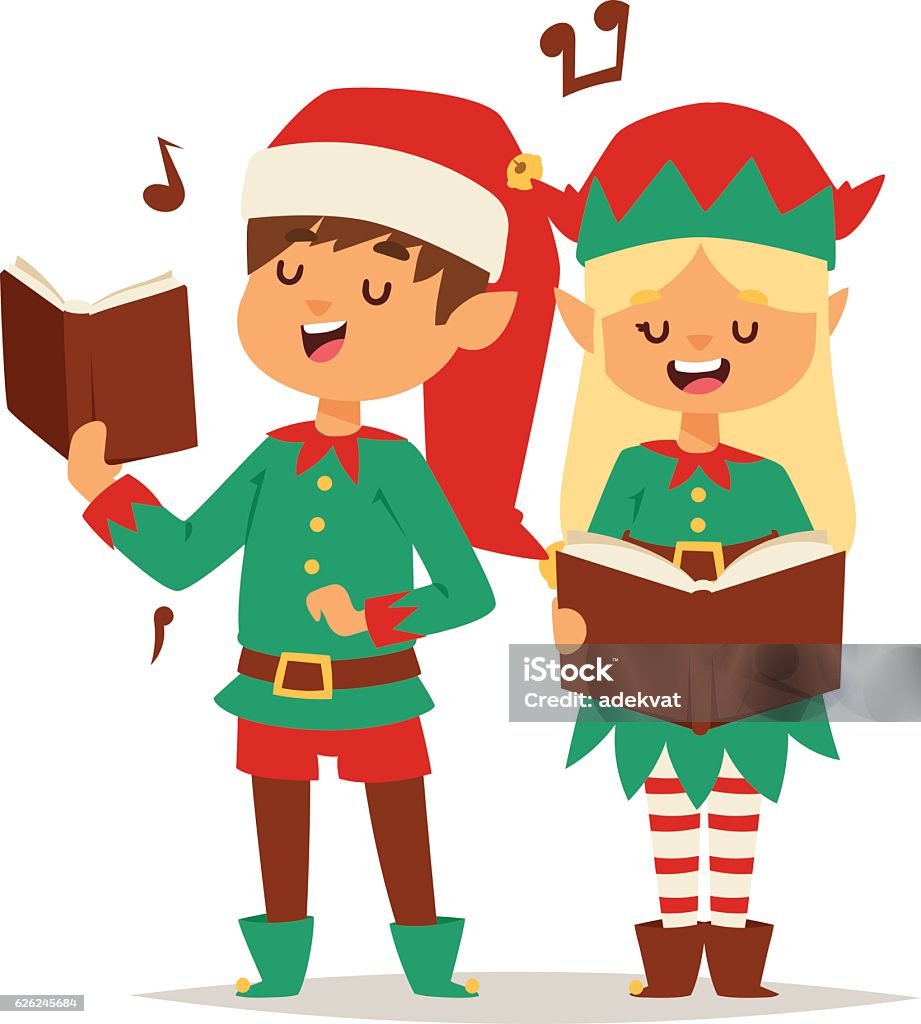 Santa Claus Kids Cartoon Elf Helpers Stock Illustration - Download Image  Now - Elf, Singing, 2017 - iStock