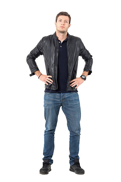 istock Confident casual man wearing jacket with hands on hips 626248110