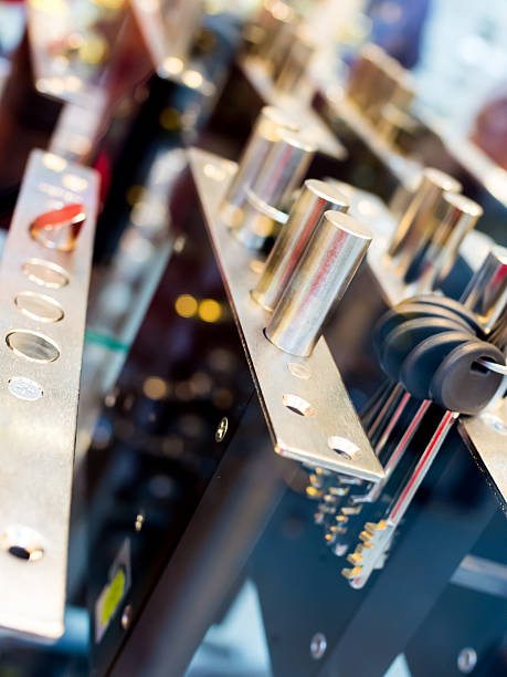 istock Rows of metal door locks on the window 626254902