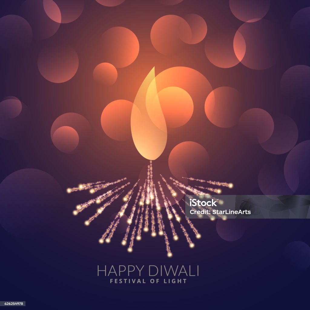 creative diwali diya with bokeh effect Backgrounds stock vector