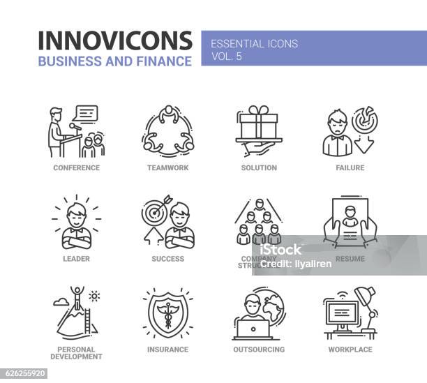 Business And Fnance Line Design Icons Set Stock Illustration - Download Image Now - Business, Sports Training, Development