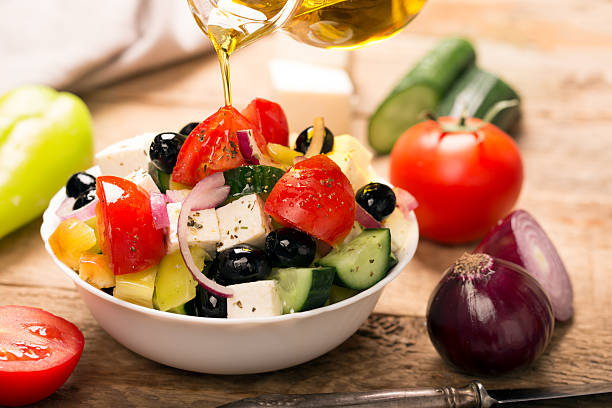 istock Greek salad with fresh vegetables 626259684