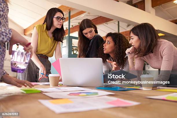 Weibliche Designer Mit Brainstormingmeeting Im Büro Stockfoto und mehr Bilder von Geschäftsfrau