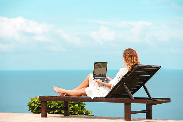 istock Beautiful Business Woman Working Online On Laptop Computer 626261720