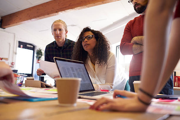 istock Low Angle View Of Creative Brainstorming Meeting In Office 626261842