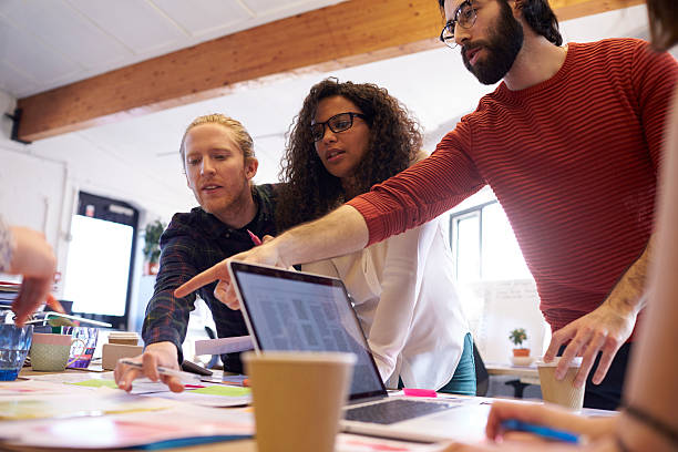 istock Low Angle View Of Creative Brainstorming Meeting In Office 626261902