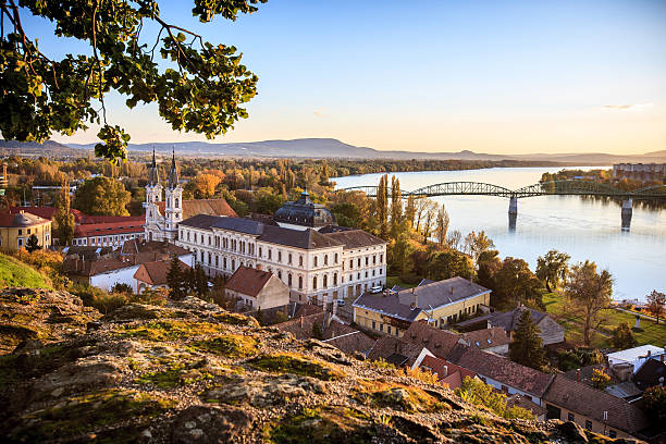 View of the old town of Esztergom View of the old town of Esztergom danube valley stock pictures, royalty-free photos & images