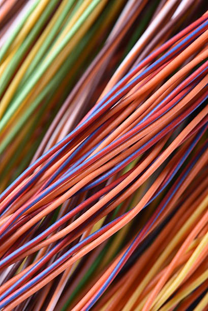 istock Colorful cable and wires of computer and internet network 626263456