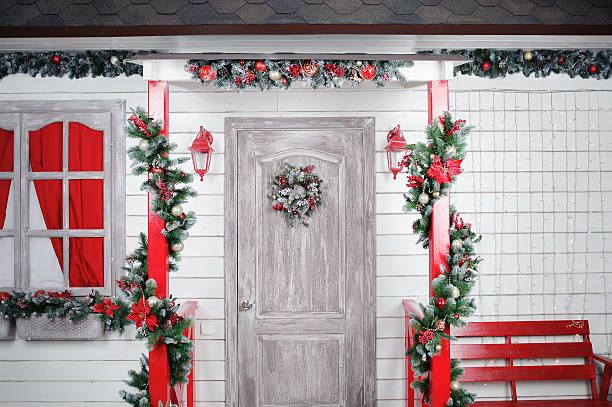 istock Christmas wreath on door in the interior 626263958