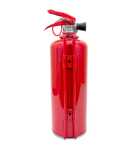 istock Back of fire extinguisher isolated on white background 626264972