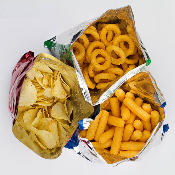 open bags of potato chips