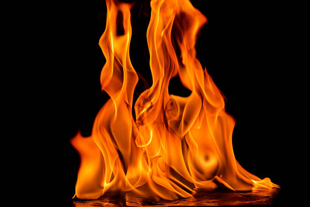 istock Beautiful fire flames on a black background. 626268416