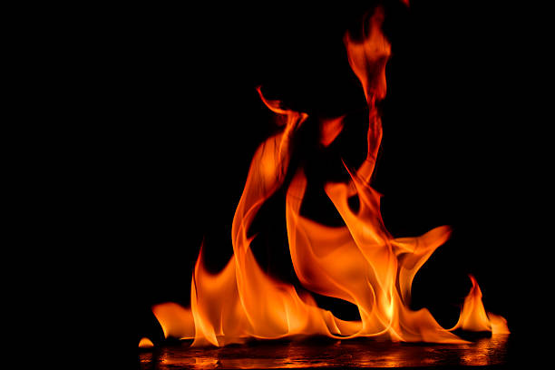 istock Beautiful fire flames on a black background. 626268688