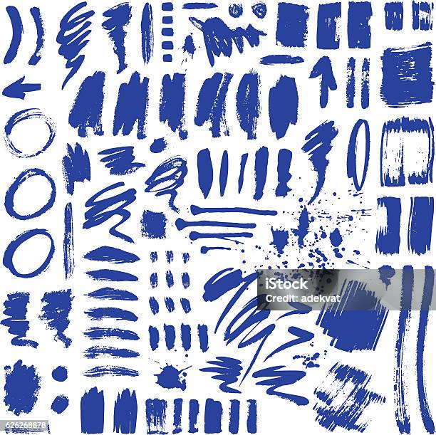 Brush Stroke Vector Set Stock Illustration - Download Image Now - Animal Brush, Blue, Hairbrush