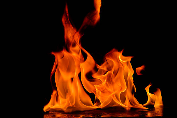 istock Beautiful fire flames on a black background. 626269162