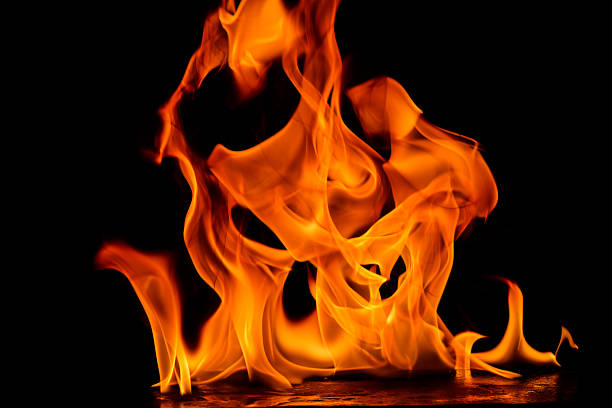 istock Beautiful fire flames on a black background. 626269252