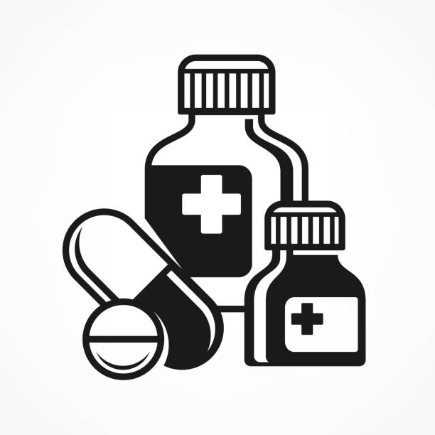 illustrazioni stock, clip art, cartoni animati e icone di tendenza di simboli delle pillole per medicinali - flebo salina