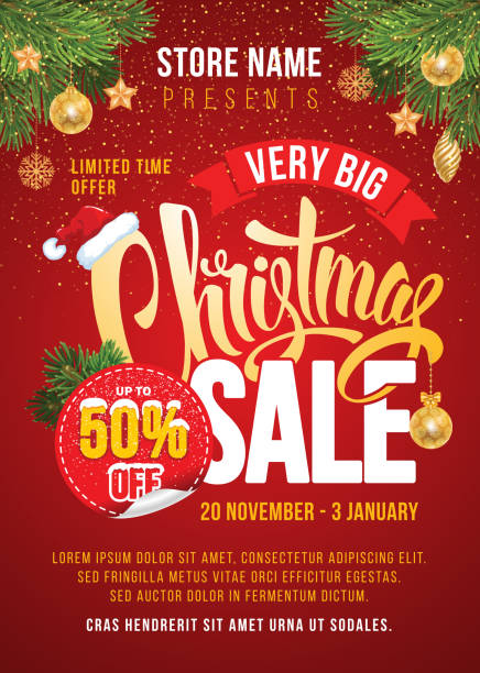 Christmas Sale Design Template Christmas Sale Design Template. Calligraphy Inscription Christmas Sale. Easy to edit and Customize. Place You Text and Store Name. Vector Stock Illustration. handing out flyers stock illustrations