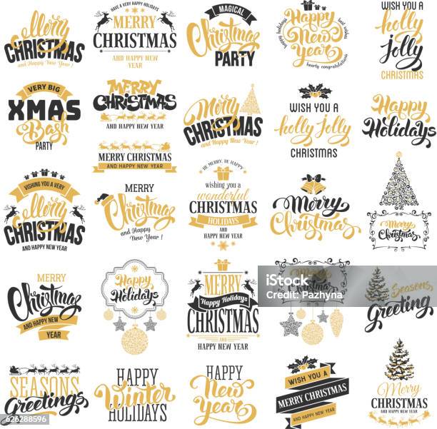 Christmas Badges Set Stock Illustration - Download Image Now - Christmas, Text, New Year