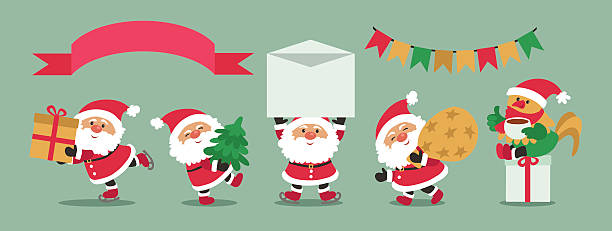 ilustraciones, imágenes clip art, dibujos animados e iconos de stock de santa noel  - vector illustration and painting backgrounds sock