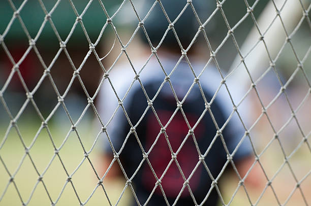 istock Close up of baseball fence 626290648