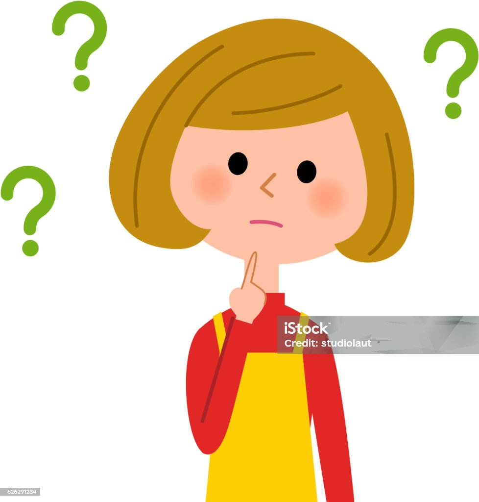 Con Cái Của Tạp Dề Giữ Một Câu Hỏi Hình minh họa Sẵn có - Tải ...