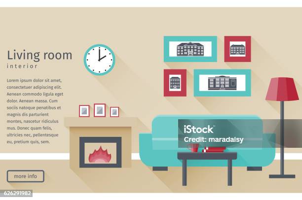 Flat Interior Living Room Vector Background Stock Illustration ...