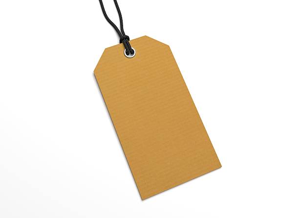 istock Blank 3D illustration hang tag with recycled paper texture. 626292276
