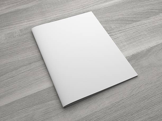 istock Blank 3D illustration brochure or magazine on wooden background. 626292394