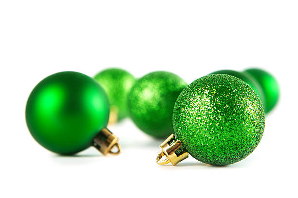 istock Green christmas decorations on a white background 626304192