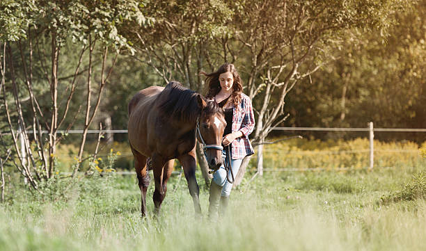 istock Woman with her horse 626304328
