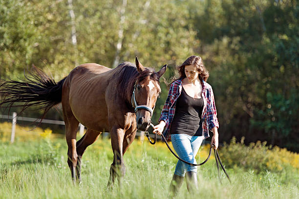 istock Woman with her horse 626304424