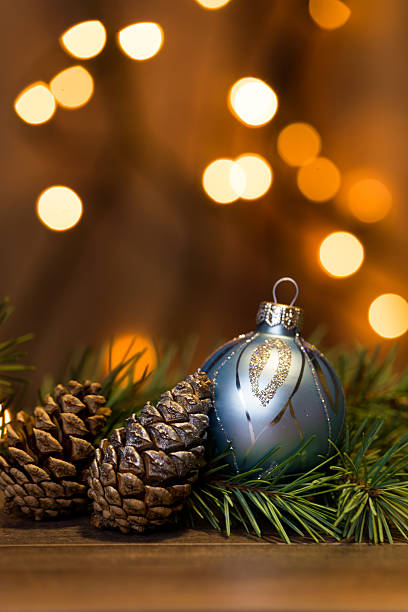 istock Christmas background with decorations on wooden board 626305368