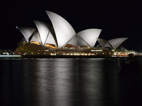 Sydney, Australia - September 30, 2014: Opera House in Sydney with reflection at Night