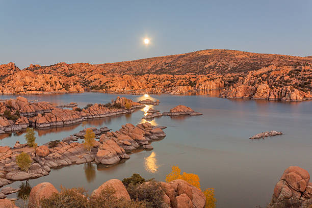 Watson Lake Supermoon stock photo