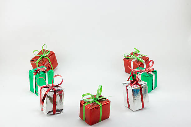 istock Christmas gift boxes isolated on white background. 626320858