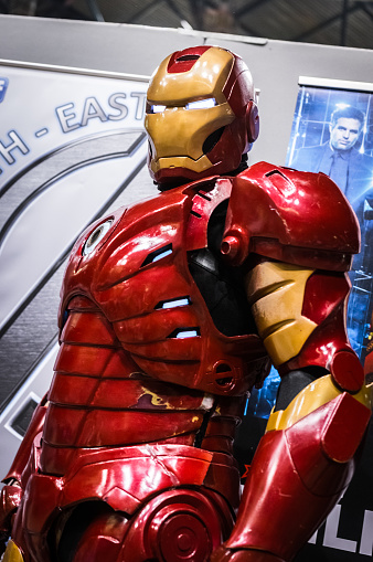 Sheffield, United Kingdom - June 12, 2016: Cosplayer dressed as 'Iron Man' from the Marvel series at the Yorkshire Cosplay Convention at Sheffield Arena