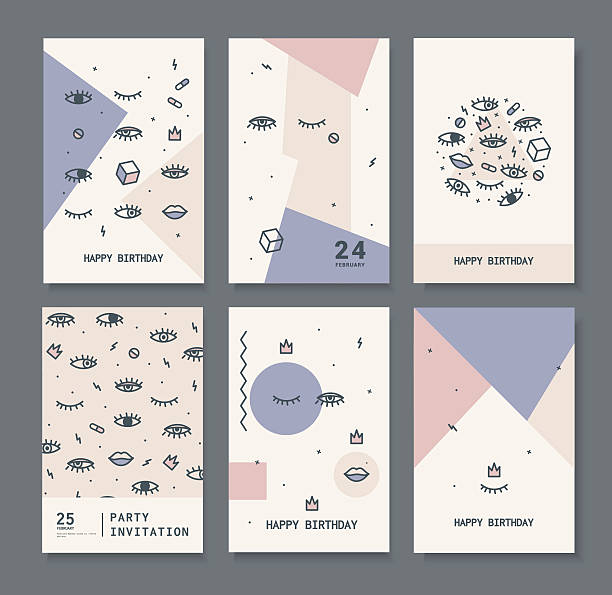 set of cards for the holiday. vector art illustration