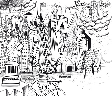 New York City line art coloring page