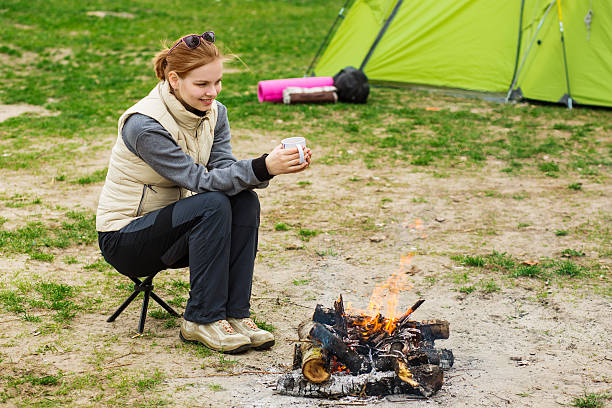 istock Woman rest in camp 626338884